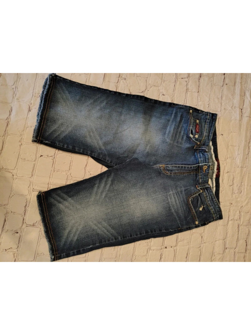 Baby Phat Y2K Rhinestone Crown Denim Cutoff Shorts